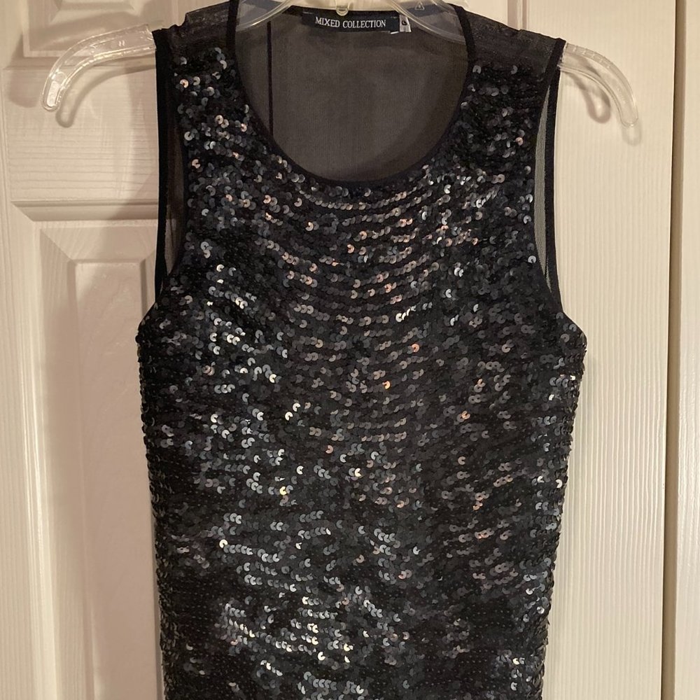 Sequined top with sheer back